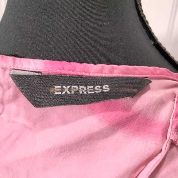 Express Magenta Silk Halter Top Tie Dye Rave Y2K 90s 2000s Boho Hot Pink Fairy - Picture 3 of 5